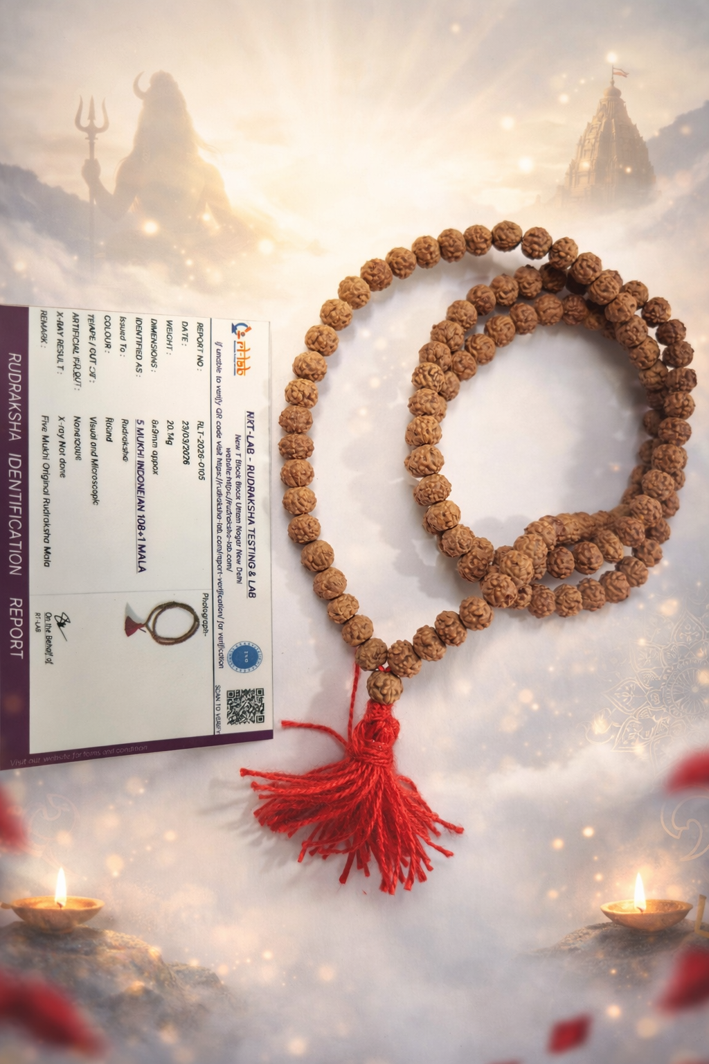 5 Mukhi Indonesian Rudraksha Mala (108 Beads) – Spiritual Protection & Peace