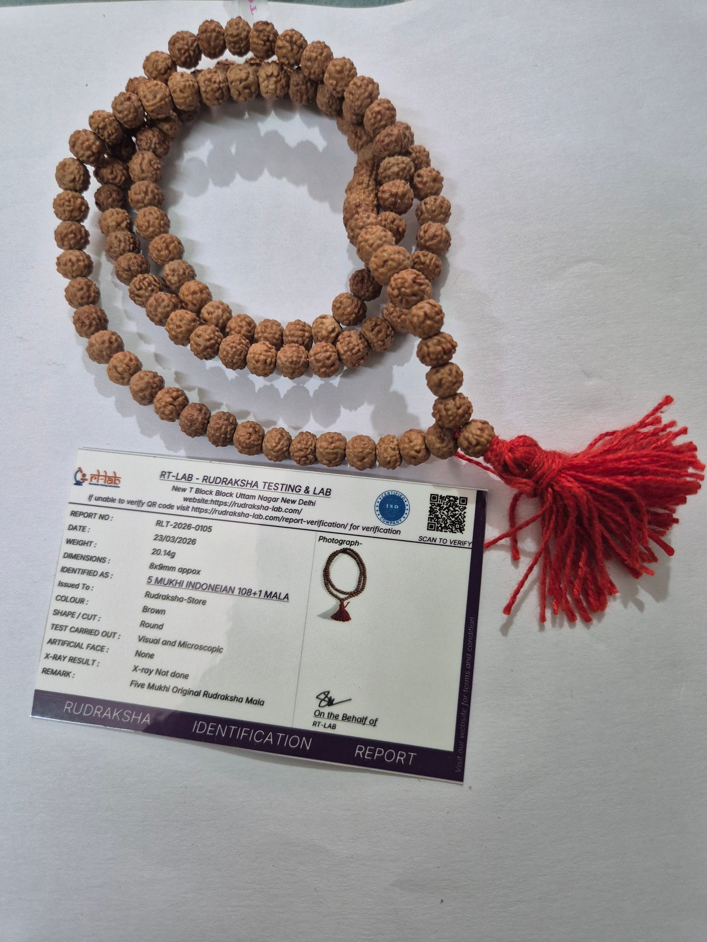 5 Mukhi Indonesian Rudraksha Mala (108 Beads) – Spiritual Protection & Peace