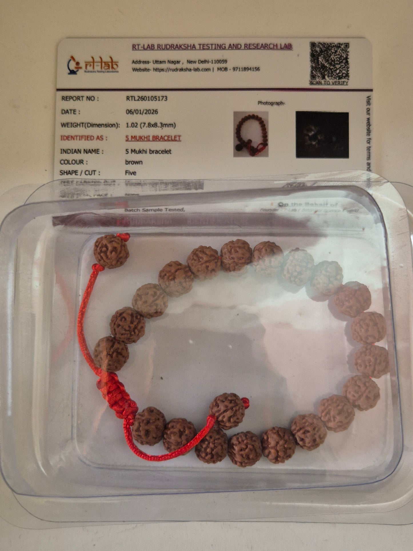 5 Mukhi Rudraksha Bracelet - Calmness & Healing Stones - Authentic Panch Mukhi Beads Jewelry for Mindfulness