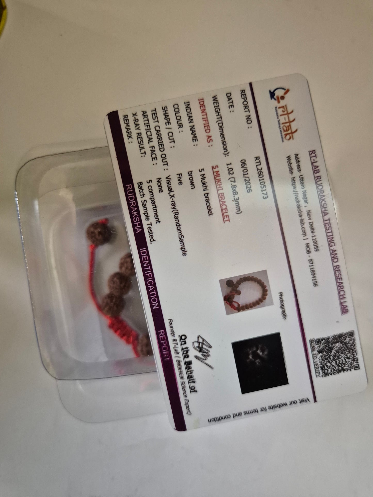 5 Mukhi Rudraksha Bracelet - Calmness & Healing Stones - Authentic Panch Mukhi Beads Jewelry for Mindfulness