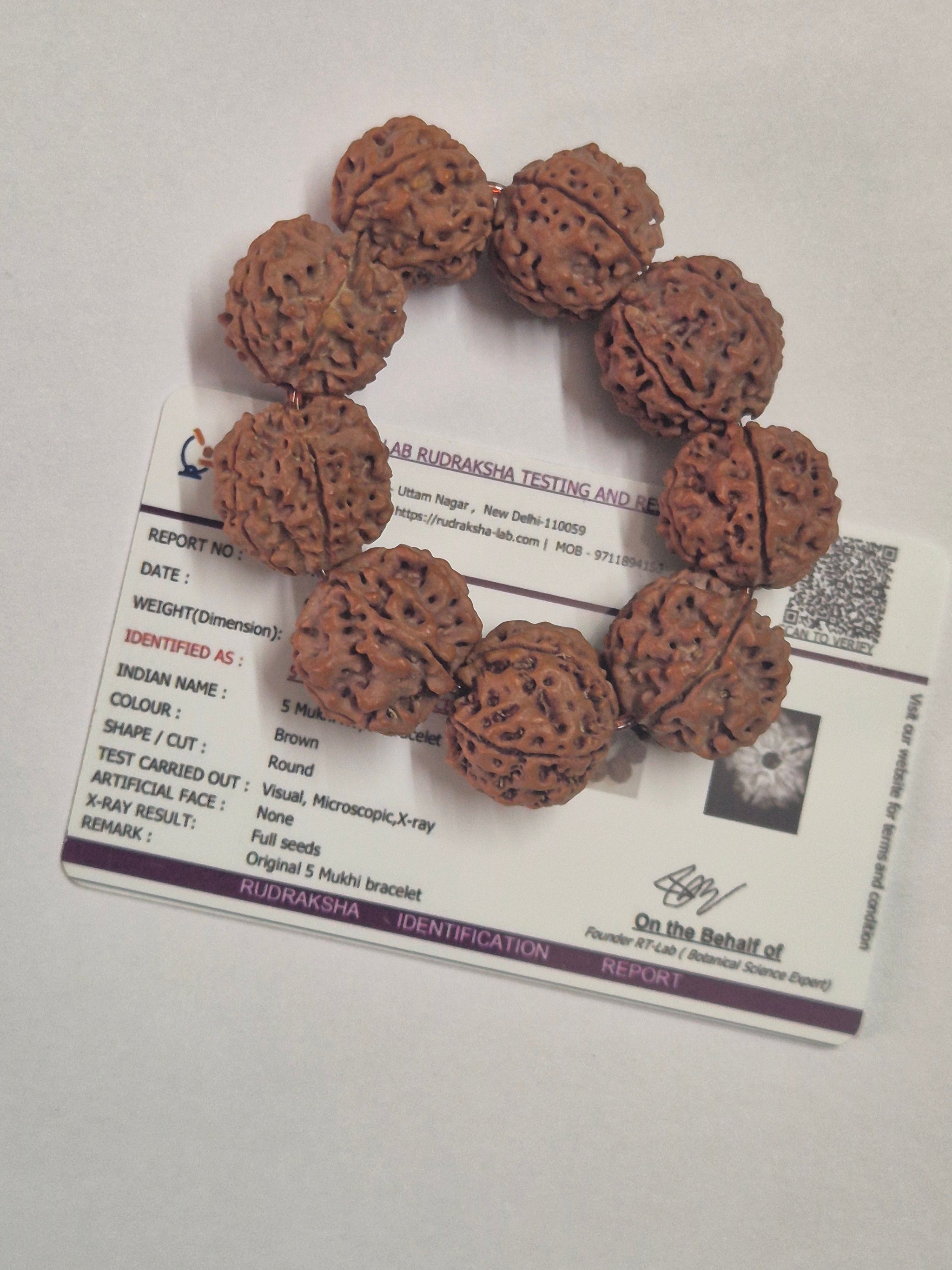 Natural 5 Mukhi Nepal Rudraksha Guru Bracelet | Authentic & X-Ray Certified