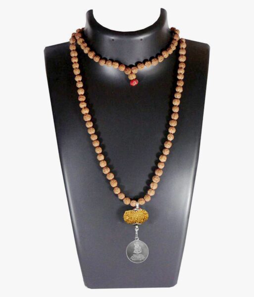 Mahamritunjaya Kavach 16 Mukhi Rudraksha With Silver Yantra Attached In Rudraksha Mala