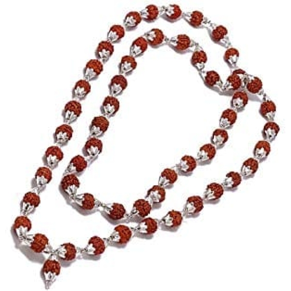 Buy 5 Mukhi Indonesian Rudraksha Mala 54 Beads In Silver